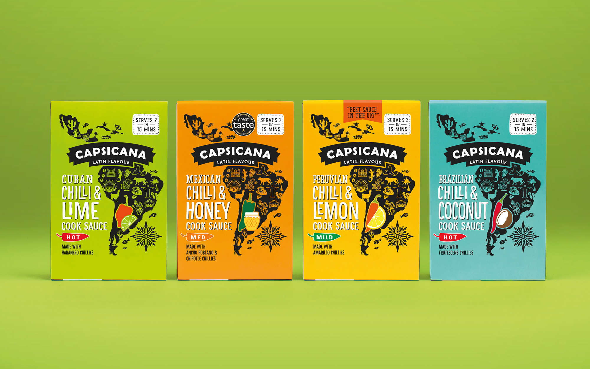 Capsicana Latin American Cook Sauces packaging - Rylands Brand Design