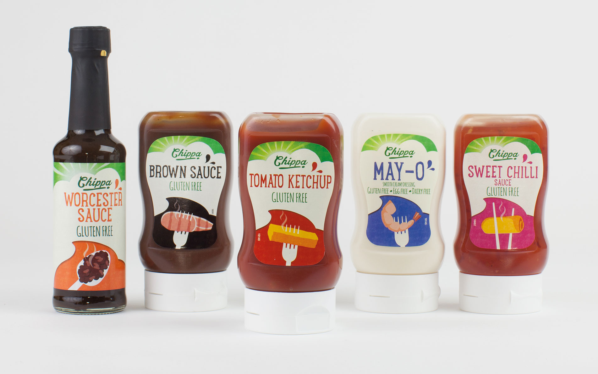 Chippa gluten free sauces packaging design - Rylands Brand Design