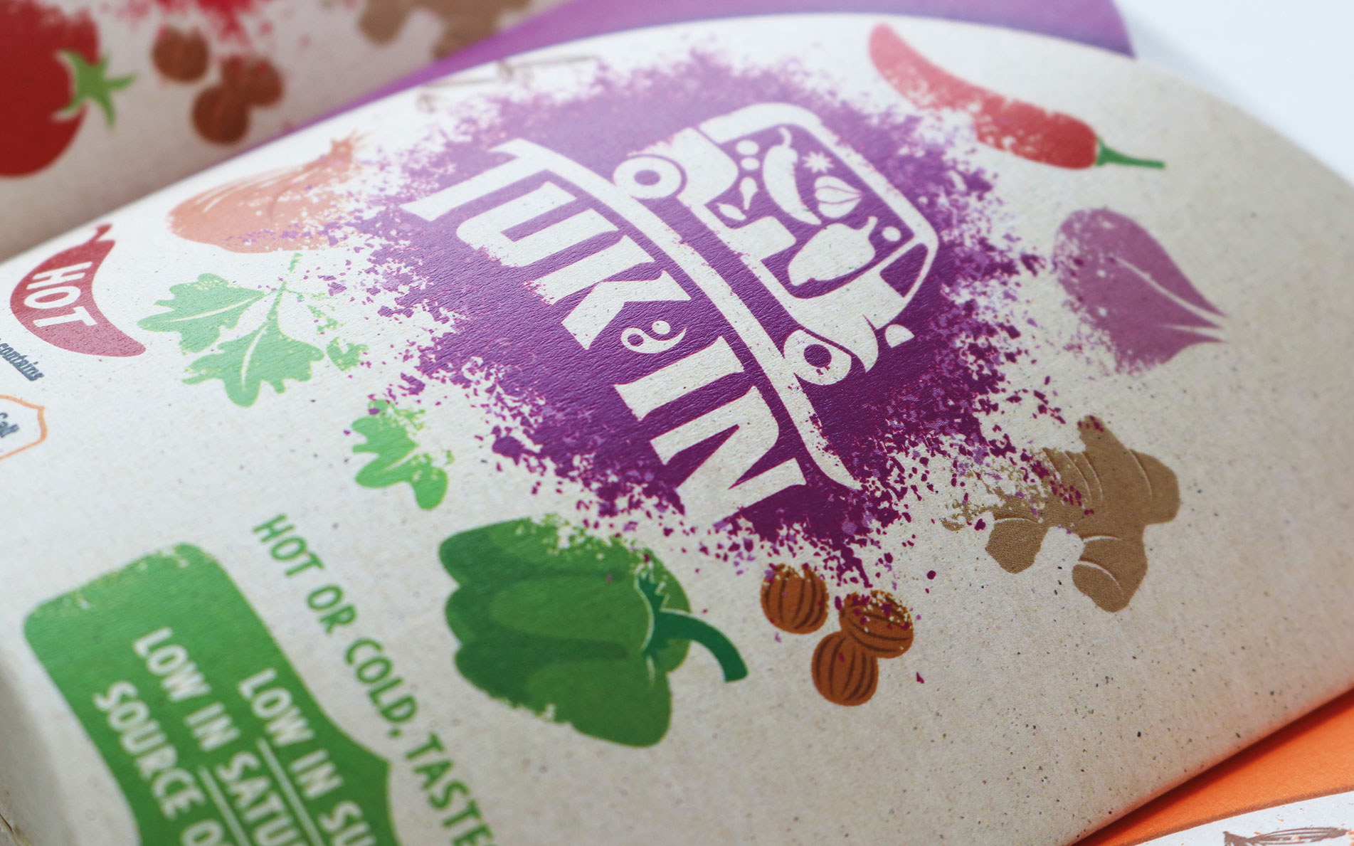 Tuk In curry in a naan packaging close up - Rylands Brand Design