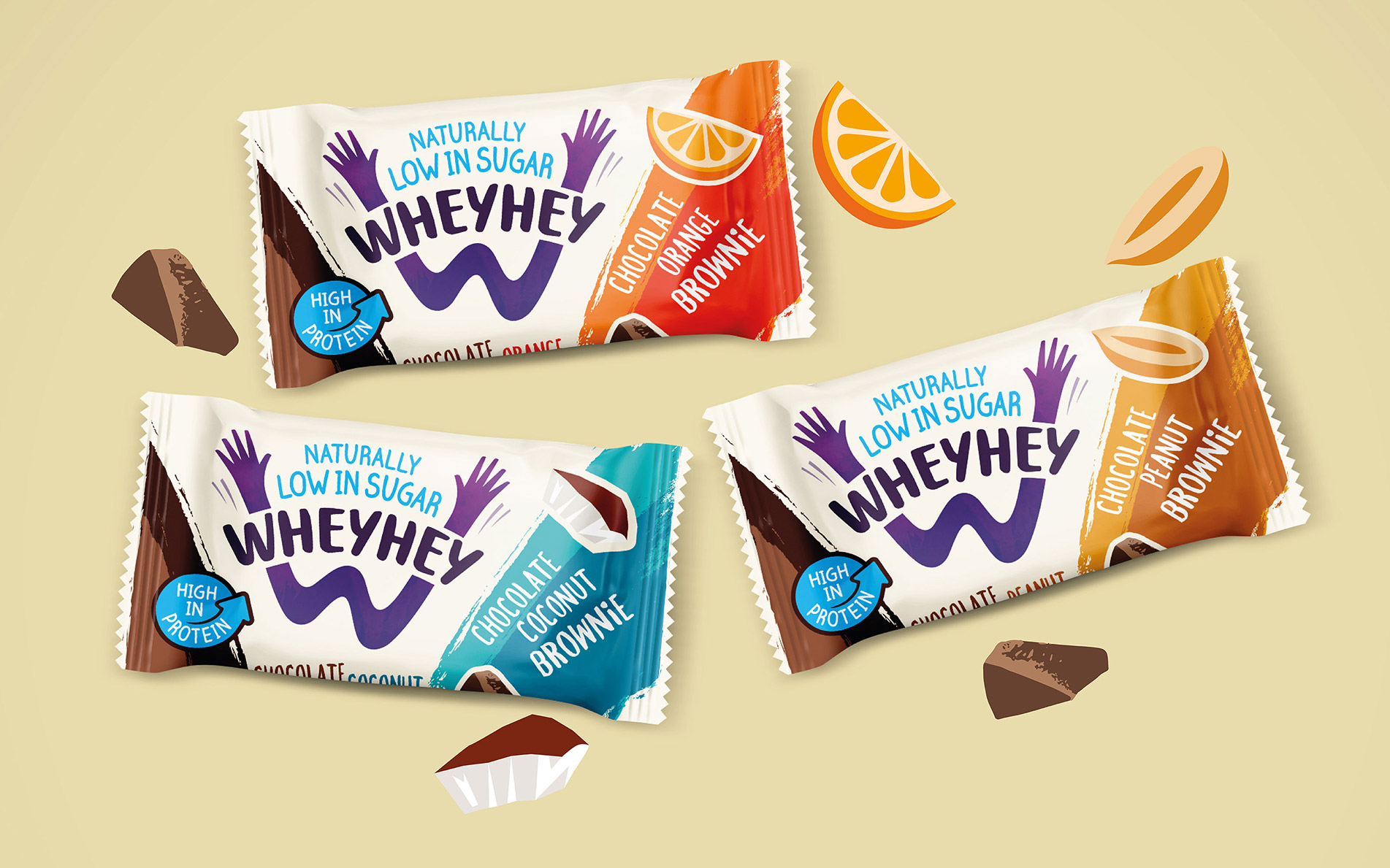 Wheyhey sugar free brownies packaging - Rylands Brand Design